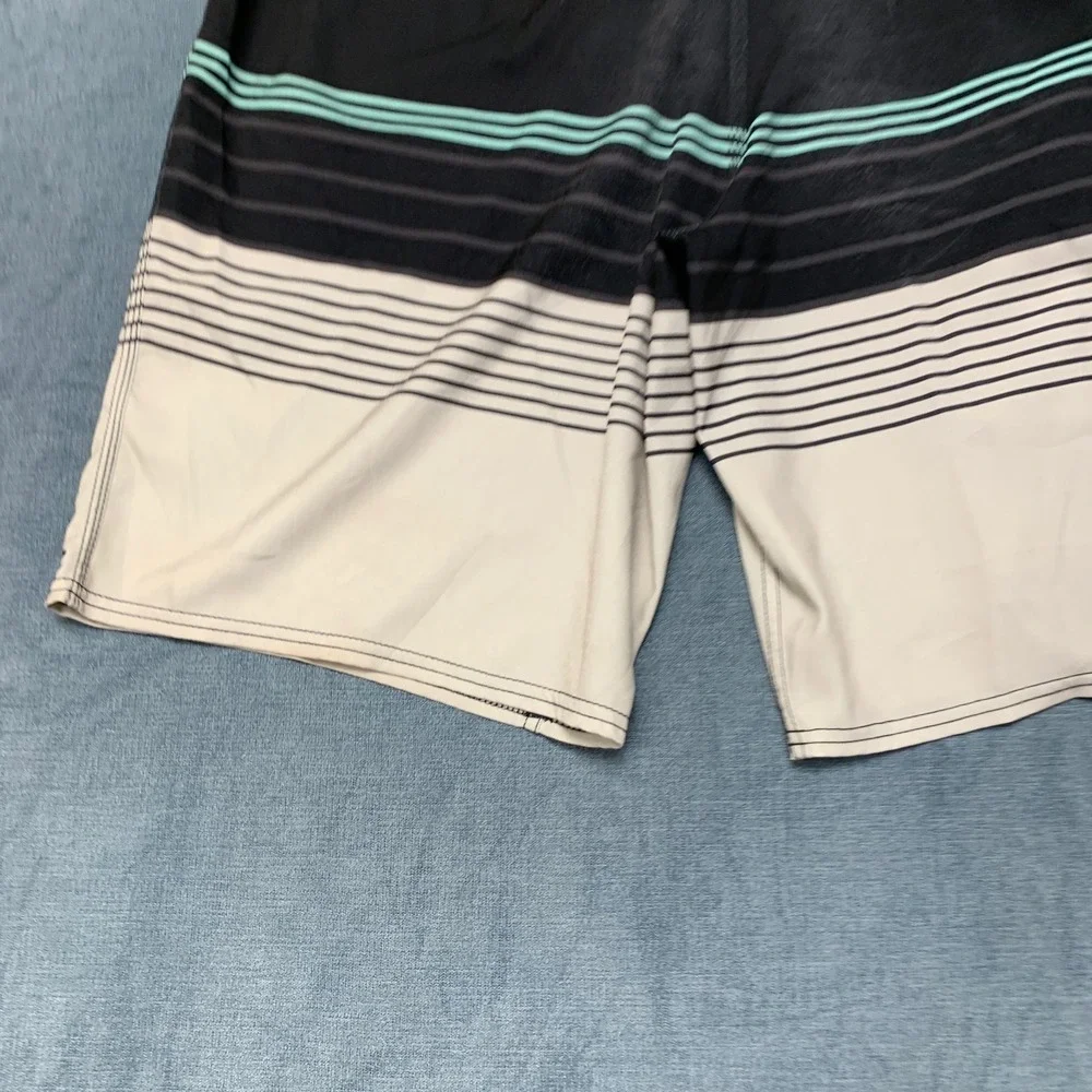 O'Neill Board Shorts Mens 38 Multicolor Logo Straight Leg Striped Summer Beach